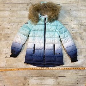 Justice Blue Ombre Anorak Puffer Coat - Kids size 6/7